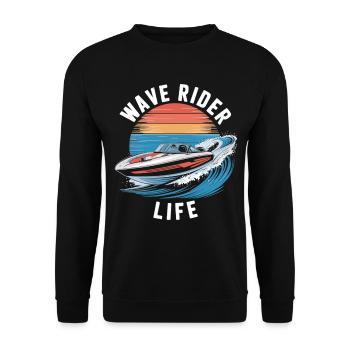 Bootfahren Freiheit Shirt - Unisex Pullover - Schwarz - Vorne - Alina (178cm) & Michal (187cm)