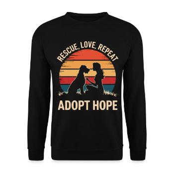 Dog Adoption Shirt for Women - Unisex Sweatshirt - black - Front - Alina (178cm) & Michal (187cm)