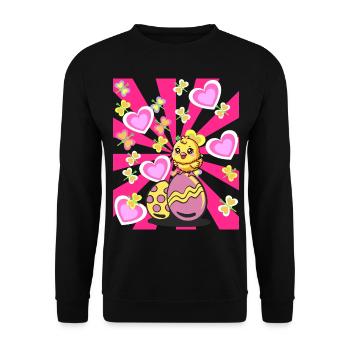 Easter Retro Chick Easter Egg Easter Eggs Kids 80s - Unisex Sweatshirt - black - Front - Alina (178cm) & Michal (187cm)