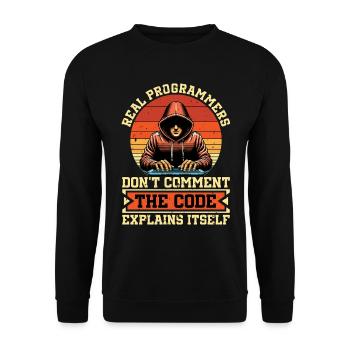 Coder Real Programmers Don't Comment Web Developer - Unisex Pullover - Schwarz - Vorne - Alina (178cm) & Michal (187cm)