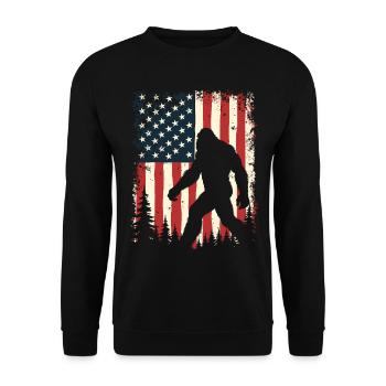 Bigfoot Patriot Sasquatch USA Flag America - Unisex Sweatshirt - black - Front - Alina (178cm) & Michal (187cm)