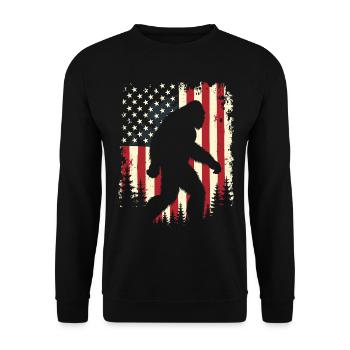 Bigfoot Patriot Sasquatch USA Flag America - Unisex Sweatshirt - black - Front - Alina (178cm) & Michal (187cm)