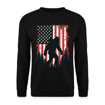 Bigfoot Patriot Sasquatch USA Flag America - Unisex Sweatshirt - black - Front - Alina (178cm) & Michal (187cm)