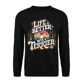 My heart beats for terriers - Unisex Sweatshirt - black - Front - Alina (178cm) & Michal (187cm)
