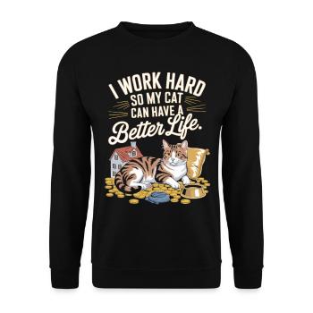 For the luxury of the cat - Unisex Sweatshirt - black - Front - Alina (178cm) & Michal (187cm)