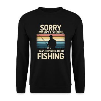 Désolé, je pensais à la pêche - Sweat-shirt Unisexe - noir - Devant - Alina (178cm) & Michal (187cm)