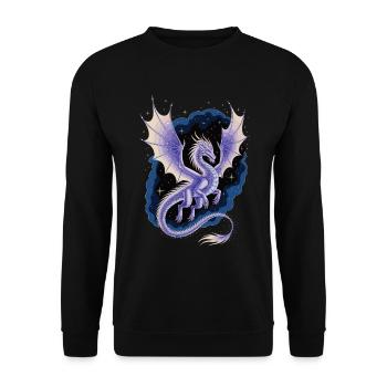 Drache in der Galaxy - Unisex Pullover - Schwarz - Vorne - Alina (178cm) & Michal (187cm)
