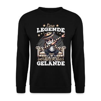 Eine Legende verlässt das Gelände Rente Rentner - Unisex Pullover - Schwarz - Vorne - Alina (178cm) & Michal (187cm)