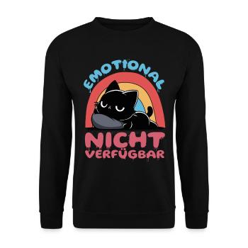 Emotional nicht verfügbar – schwarze Katze - Unisex Pullover - Schwarz - Vorne - Alina (178cm) & Michal (187cm)