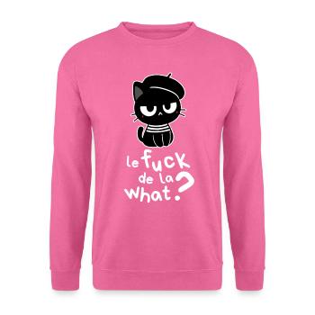 Le Fuck de la what - Schwarze französische Katze - Unisex Pullover - Pink - Vorne