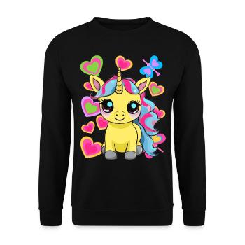 Unicorn Unicorns Kids Child Retro Horse 80s - Unisex Sweatshirt - black - Front - Alina (178cm) & Michal (187cm)