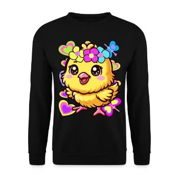 Chick Easter Kids Child Baby Chicken - Unisex Sweatshirt - black - Front - Alina (178cm) & Michal (187cm)