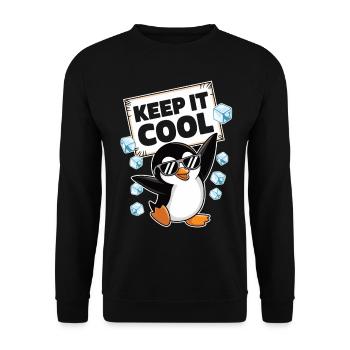 Stay relaxed, says the penguin - Unisex Sweatshirt - black - Front - Alina (178cm) & Michal (187cm)