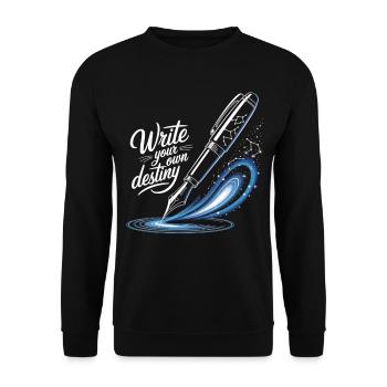Schreib dein eigenes Schicksal - Unisex Pullover - Schwarz - Vorne - Alina (178cm) & Michal (187cm)