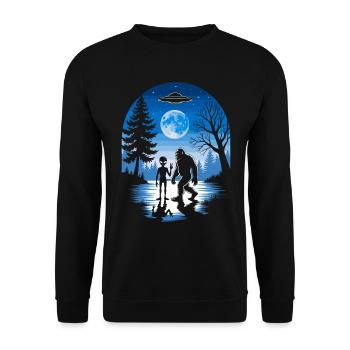 Alien, Bigfoot, UFO - Unisex Sweatshirt - black - Front - Alina (178cm) & Michal (187cm)