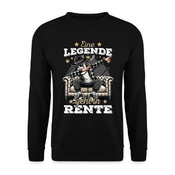 Eine Legende geht in Rente Rentner Renteneintritt - Unisex Pullover - Schwarz - Vorne - Alina (178cm) & Michal (187cm)