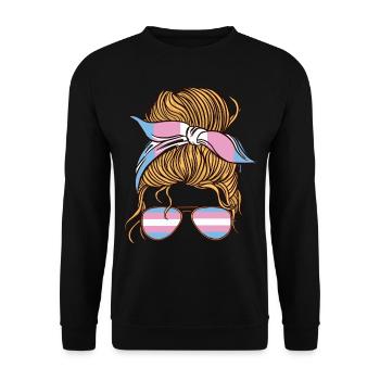 Transgender Trans LGBT Pride - Unisex Pullover - Schwarz - Vorne - Alina (178cm) & Michal (187cm)