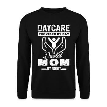 Daycare Provider By Day Devoted Mom By Night - Unisex Sweatshirt - black - Front - Alina (178cm) & Michal (187cm)