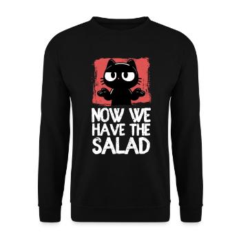 Now we have the salad: Schwarze Katze Chaosmodus - Unisex Pullover - Schwarz - Vorne - Alina (178cm) & Michal (187cm)