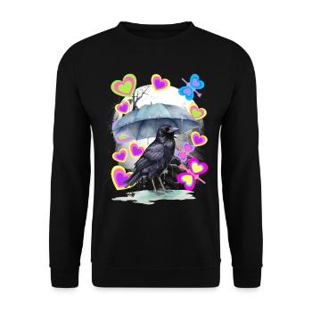 Spring Raven Retro Raven Crow Crows Vintage - Unisex Sweatshirt - black - Front - Alina (178cm) & Michal (187cm)