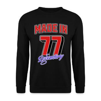 Made in 77 – Legendary Birthday Vintage Design - Unisex Sweatshirt - black - Front - Alina (178cm) & Michal (187cm)