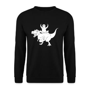 Funny Dinosaur Sloth Funny Dino Sloth - Unisex Pullover - Schwarz - Vorne - Alina (178cm) & Michal (187cm)