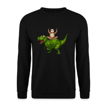 Funny Dinosaur Sloth Funny Dino - Unisex Pullover - Schwarz - Vorne - Alina (178cm) & Michal (187cm)