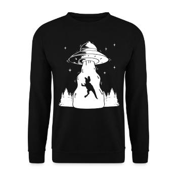 Funny Ufo Dinosaur Funny Dino - Unisex Sweatshirt - black - Front - Alina (178cm) & Michal (187cm)