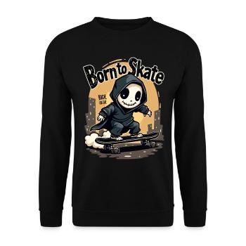Grim Reaper Born to Skate Skater Skateboard - Sweat-shirt Unisexe - noir - Devant - Alina (178cm) & Michal (187cm)