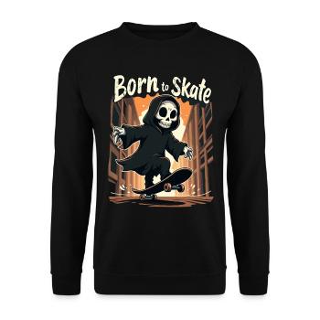 Grim Reaper Born to Skate Skater Skateboard - Sweat-shirt Unisexe - noir - Devant - Alina (178cm) & Michal (187cm)
