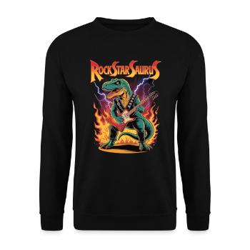 RockStarSaurus - Unisex Pullover - Schwarz - Vorne - Alina (178cm) & Michal (187cm)