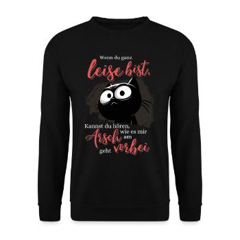 Wenn Du leiste bis Am Arsch vorbei Schwarze Katze - Unisex Pullover - Schwarz - Vorne - Alina (178cm) & Michal (187cm)