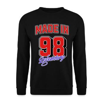 Fabriqué en 98 – Design vintage d’anniversaire légendaire - Sweat-shirt Unisexe - noir - Devant - Alina (178cm) & Michal (187cm)