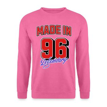 Made in 96 – Legendary Birthday Vintage Design - Unisex Sweatshirt - pink - Front