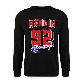 Made in 92 – Legendary Birthday Vintage Design - Unisex Sweatshirt - black - Front - Alina (178cm) & Michal (187cm)