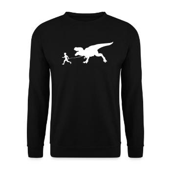Dino T-rex walk Dino Lover Cute Dinosaur - Unisex Sweatshirt - black - Front - Alina (178cm) & Michal (187cm)