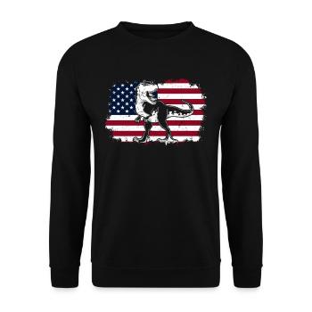 Dino Drapeau US T-Rex Dino Dinosaure - Sweat-shirt Unisexe - noir - Devant - Alina (178cm) & Michal (187cm)