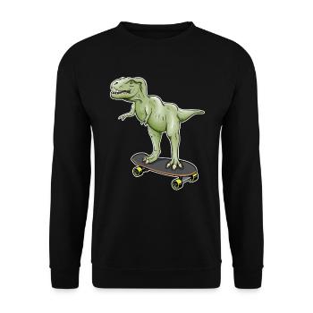 Dinosaur Skateboarding T-Rex Dino Dinosaur - Unisex Pullover - Schwarz - Vorne - Alina (178cm) & Michal (187cm)