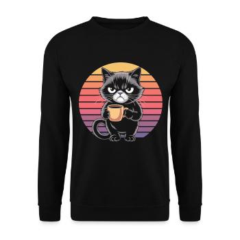 Chat du matin avec caféine - Sweat-shirt Unisexe - noir - Devant - Alina (178cm) & Michal (187cm)