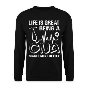 CNA Being A CNA Makes Mine - Unisex Sweatshirt - black - Front - Alina (178cm) & Michal (187cm)