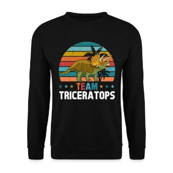 Dinosaur Funny Dino Lover - Team Triceratops - Unisex Pullover - Schwarz - Vorne - Alina (178cm) & Michal (187cm)