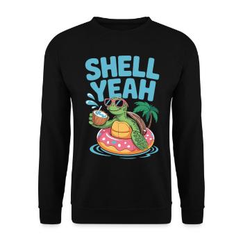 Sommer mit Stil – Turtle Time - Unisex Pullover - Schwarz - Vorne - Alina (178cm) & Michal (187cm)