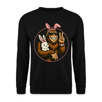 Easter, Funny Easter Bunny, Bigfoot, Easter - Unisex Sweatshirt - black - Front - Alina (178cm) & Michal (187cm)