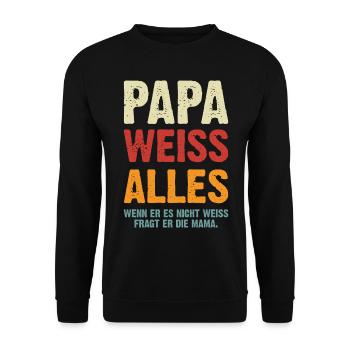Papa Weiss Alles - Unisex Pullover - Schwarz - Vorne - Alina (178cm) & Michal (187cm)