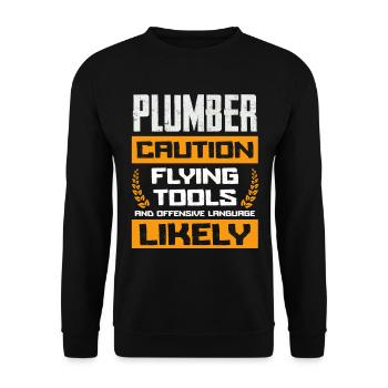 Attention Installateur d’outils volants Humour - Sweat-shirt Unisexe - noir - Devant - Alina (178cm) & Michal (187cm)