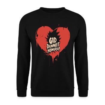 Goddammit Nomura – Herz Design - Unisex Pullover - Schwarz - Vorne - Alina (178cm) & Michal (187cm)