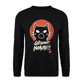 Goddammit Nomura – Katzen Design - Unisex Pullover - Schwarz - Vorne - Alina (178cm) & Michal (187cm)