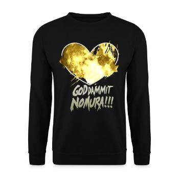 Goddammit Nomura – Goldenes Herz Design - Unisex Pullover - Schwarz - Vorne - Alina (178cm) & Michal (187cm)