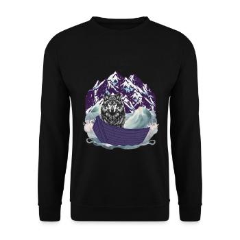 Husky Dog Dogs Maritime Boat Boats Adventure - Unisex Sweatshirt - black - Front - Alina (178cm) & Michal (187cm)