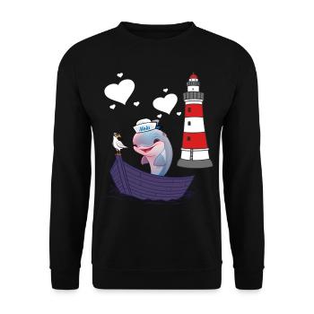 Delphin Fisch Fische maritim Kinder Kind Boot - Unisex Pullover - Schwarz - Vorne - Alina (178cm) & Michal (187cm)